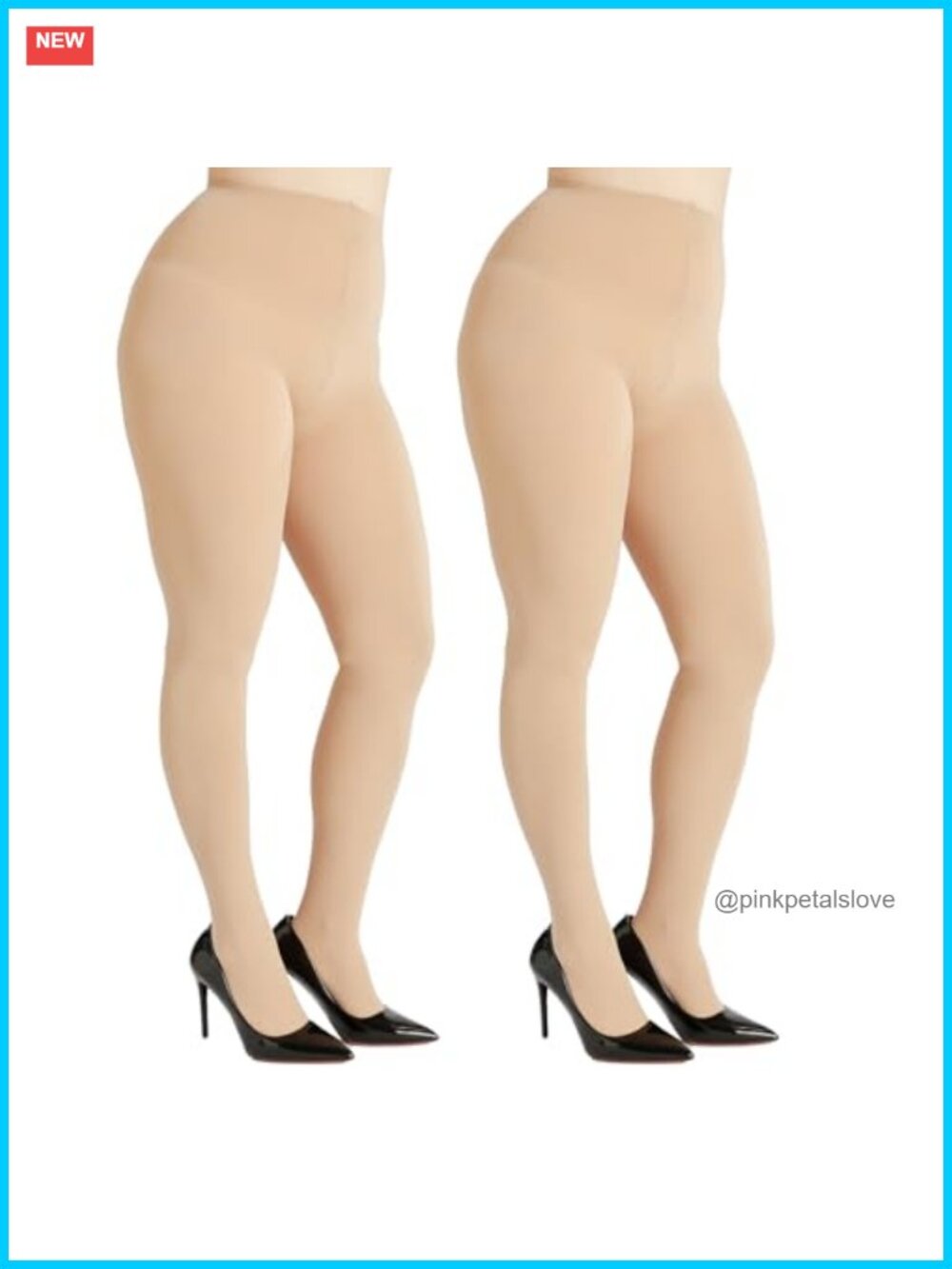 2 Pairs Women's Plus Size Opaque Tights 100D Control Top Pantyhose Reinforced